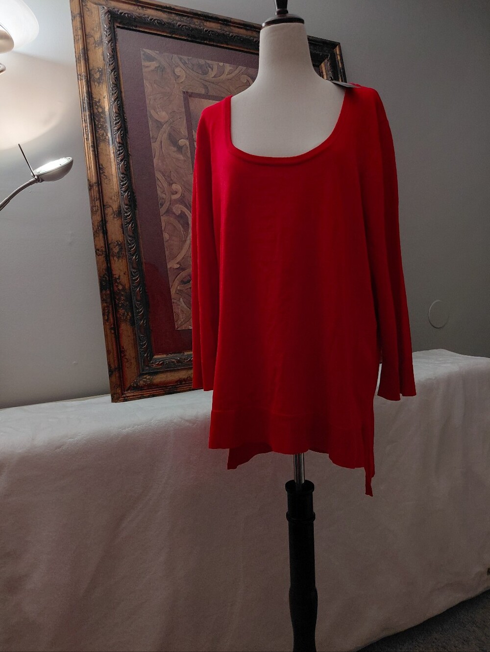 Women's Cyrus Red Scoop Neck Long-Sleeve Top - Classic Casual Size XL
